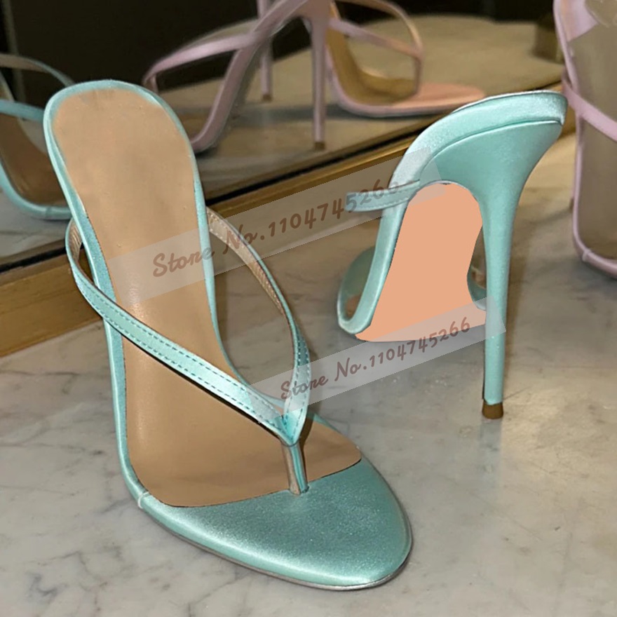 Summer Light Clothing - Light Green Satin Clip Toe High