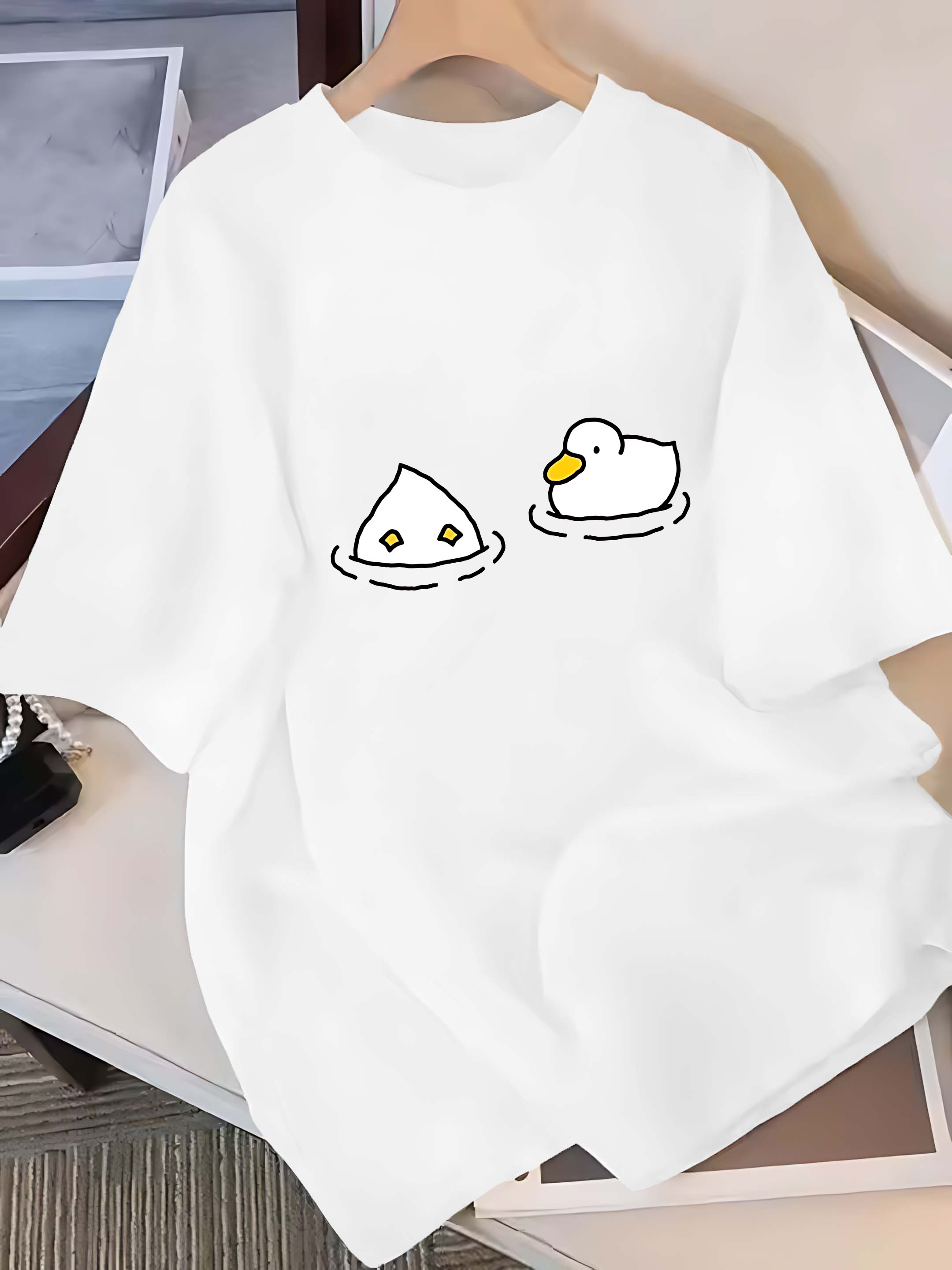 Summer Duck Clothing - Short-sleeved T-shirt: Cute Cartoon Duck Pattern