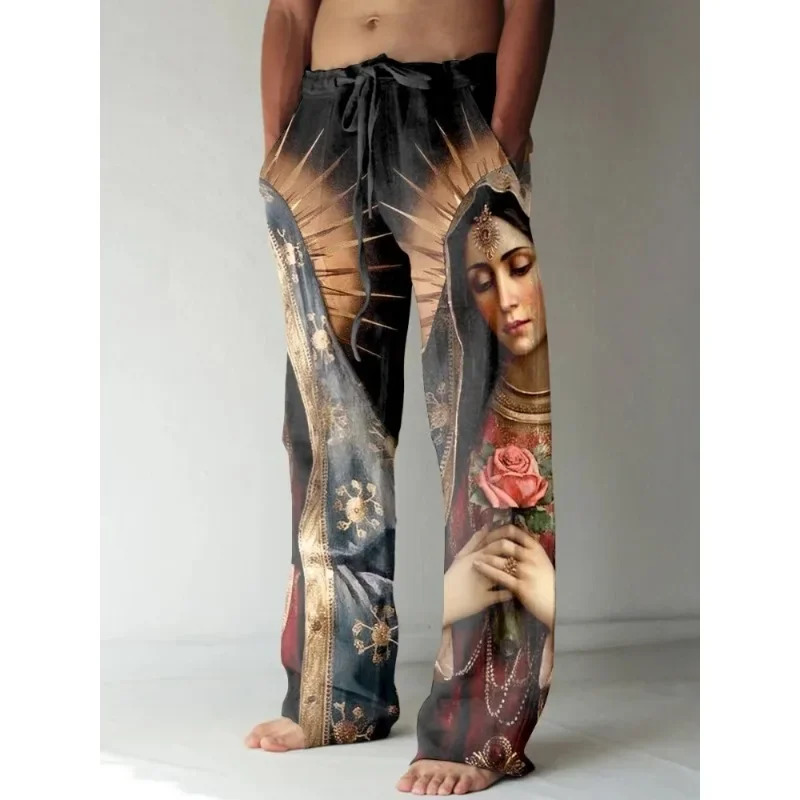 Summer Renaissance Clothing - Mens Vintage Renaissance Virgin Mary Printed