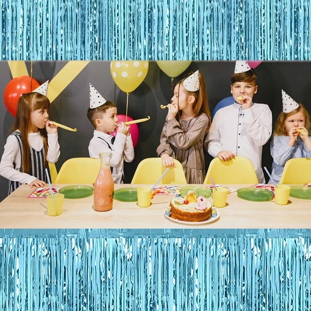 Summer Clothing Banner - 13Pcs Light Blue Foil Fringe Table