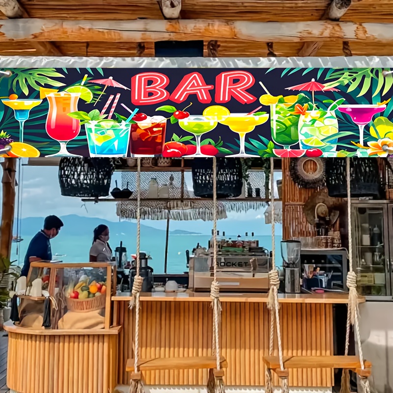 Summer Clothing Banner - Hawaiian Seaside Bar Party Banner Tropical