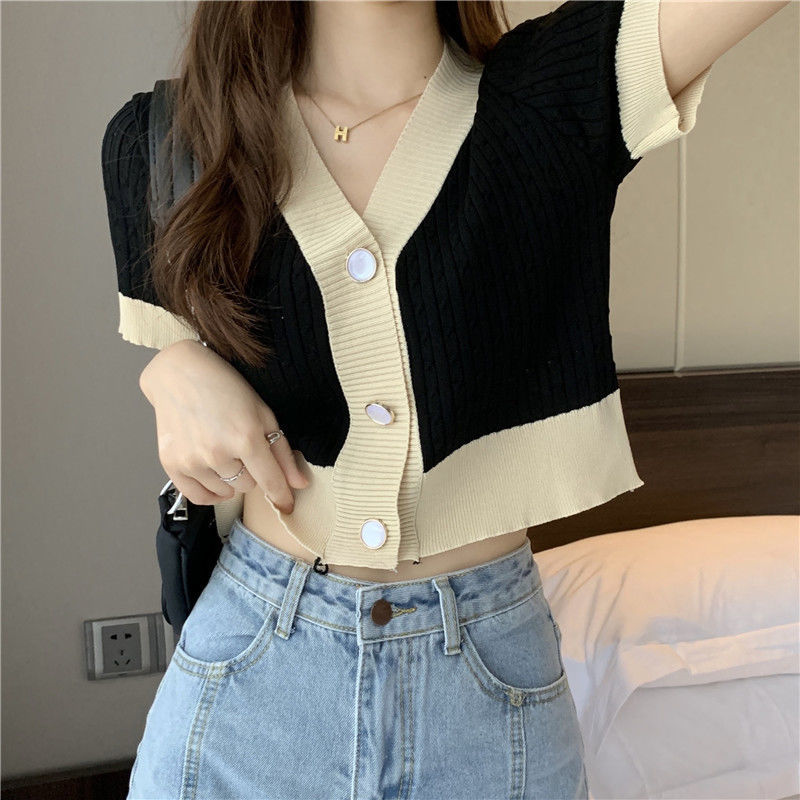 Summer Clothing Teens - Women Button Up Short Sleeve Knit