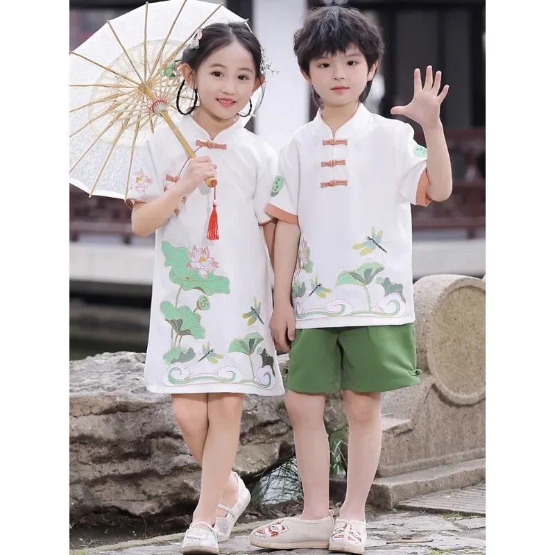 Summer Clothing Online - Summer Cute Lotus Dragonfly Tang Suit