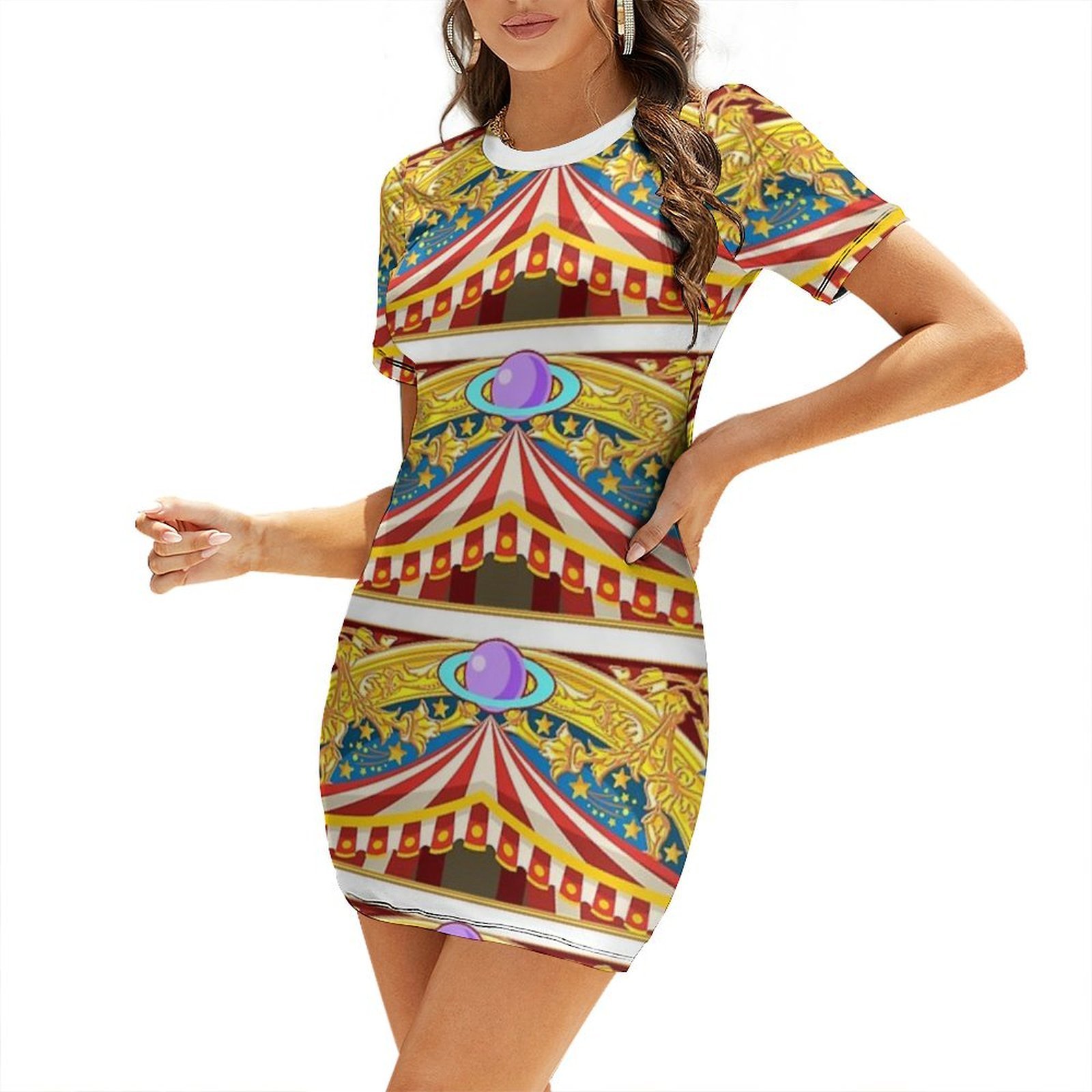 Summer Clothing Banner - Carnival Banner Circus Short-Sleeved Dress Clothing