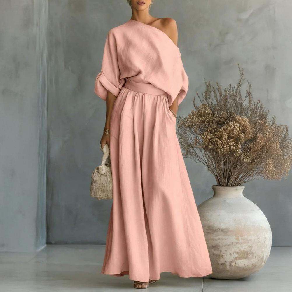 Women Blouse Pants Set Elegant - огляд і ціна Off Shoulder Blouse