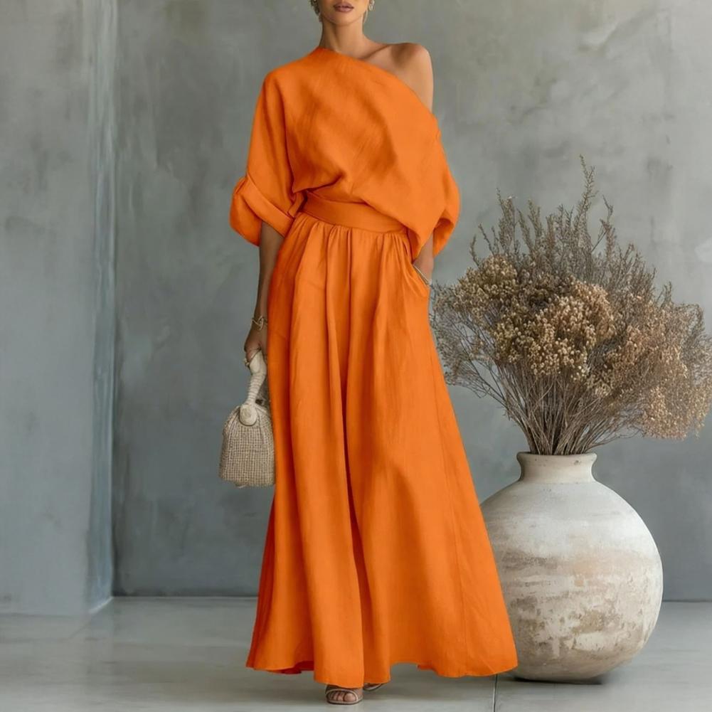 Women Blouse Pants Set Elegant - огляд і ціна Off Shoulder Blouse