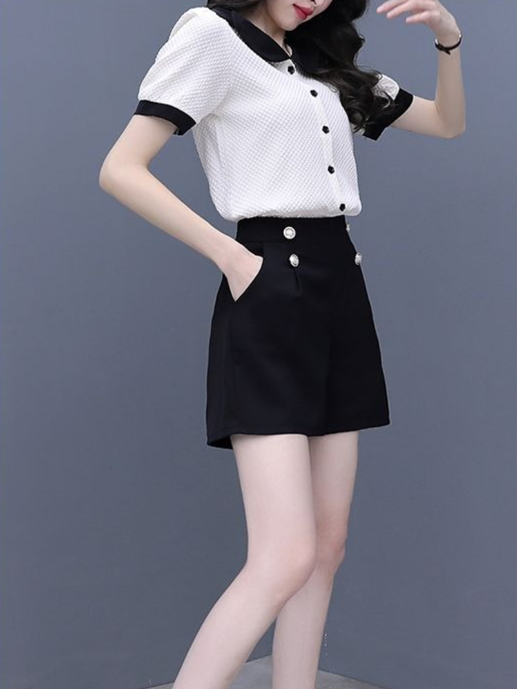 Contrast Color Button Short Se - огляд і ціна Summer Clothing Trends For Women