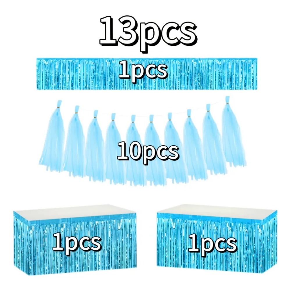 13Pcs Light Blue Foil Fringe T - огляд і ціна Summer Clothing Banner