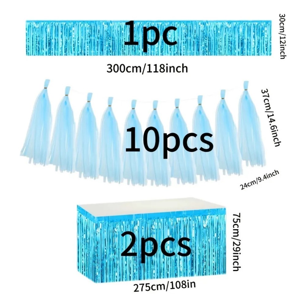 13Pcs Light Blue Foil Fringe T - огляд і ціна Summer Clothing Banner