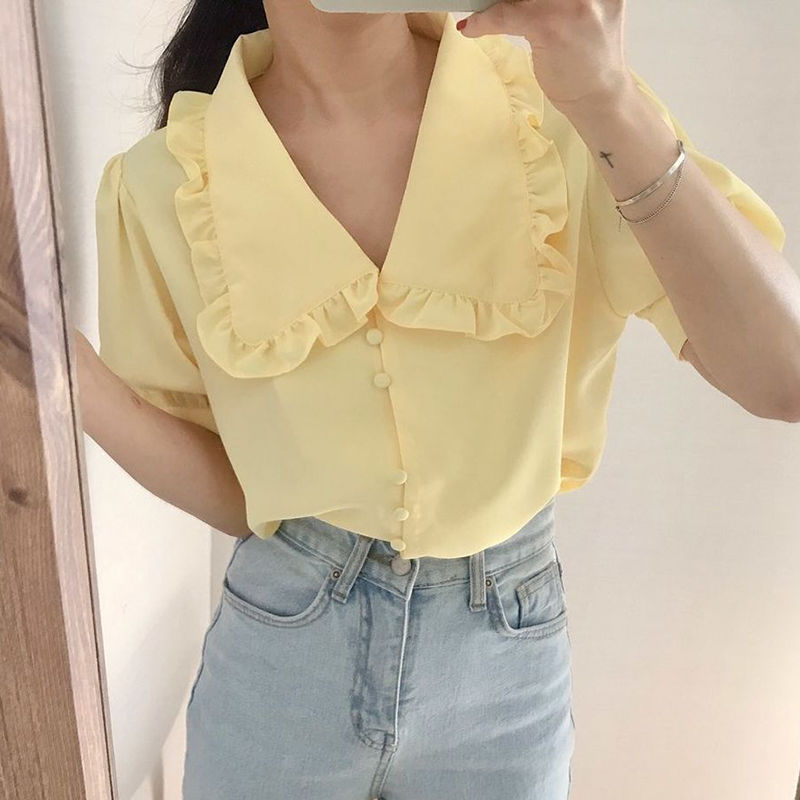 Women Blouses Solid Ruffles Sw - огляд і ціна Summer Clothing Teens