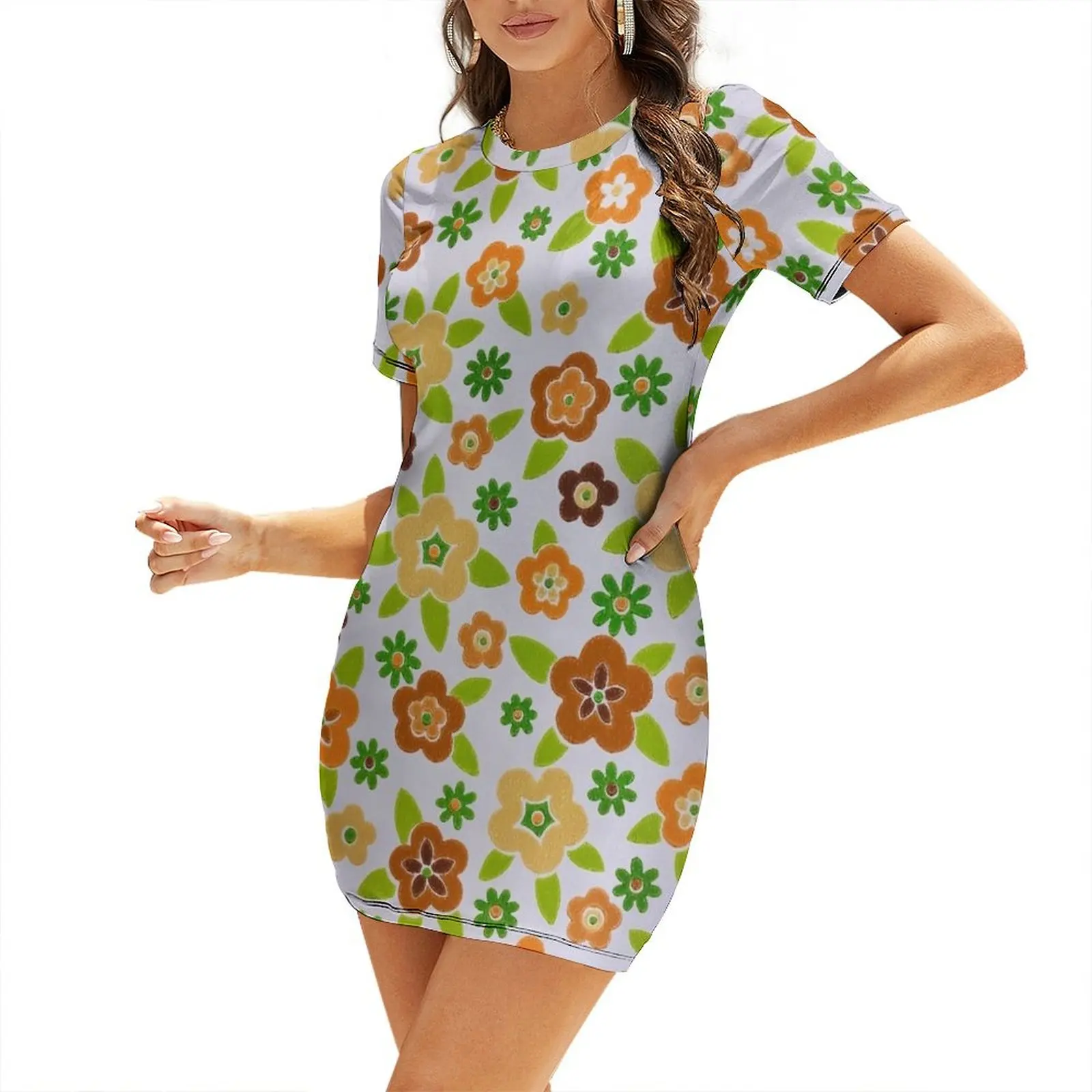 60s Printed-On Flower Design S - огляд і ціна Summer Clothing Online