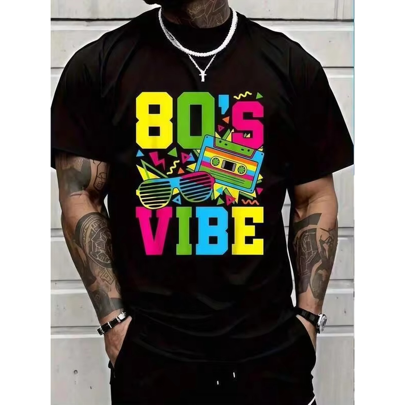 1pc Retro 80s Vibe Print Black - огляд і ціна Summer Days Clothing