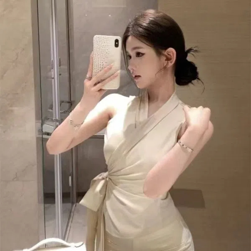 Temperament V Neck Bandage Sle - огляд і ціна Summer Clothing Trends For Women