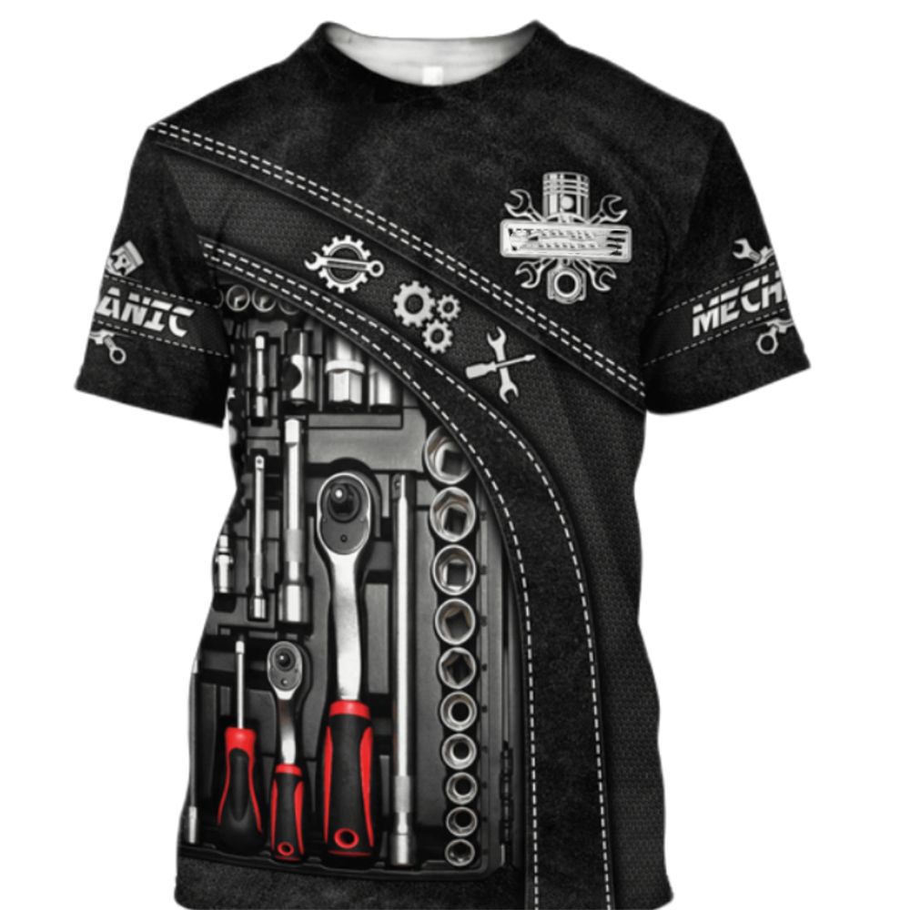 Vintage T-Shirt Mechanic 3D Pr - огляд і ціна Summer Clothing Name