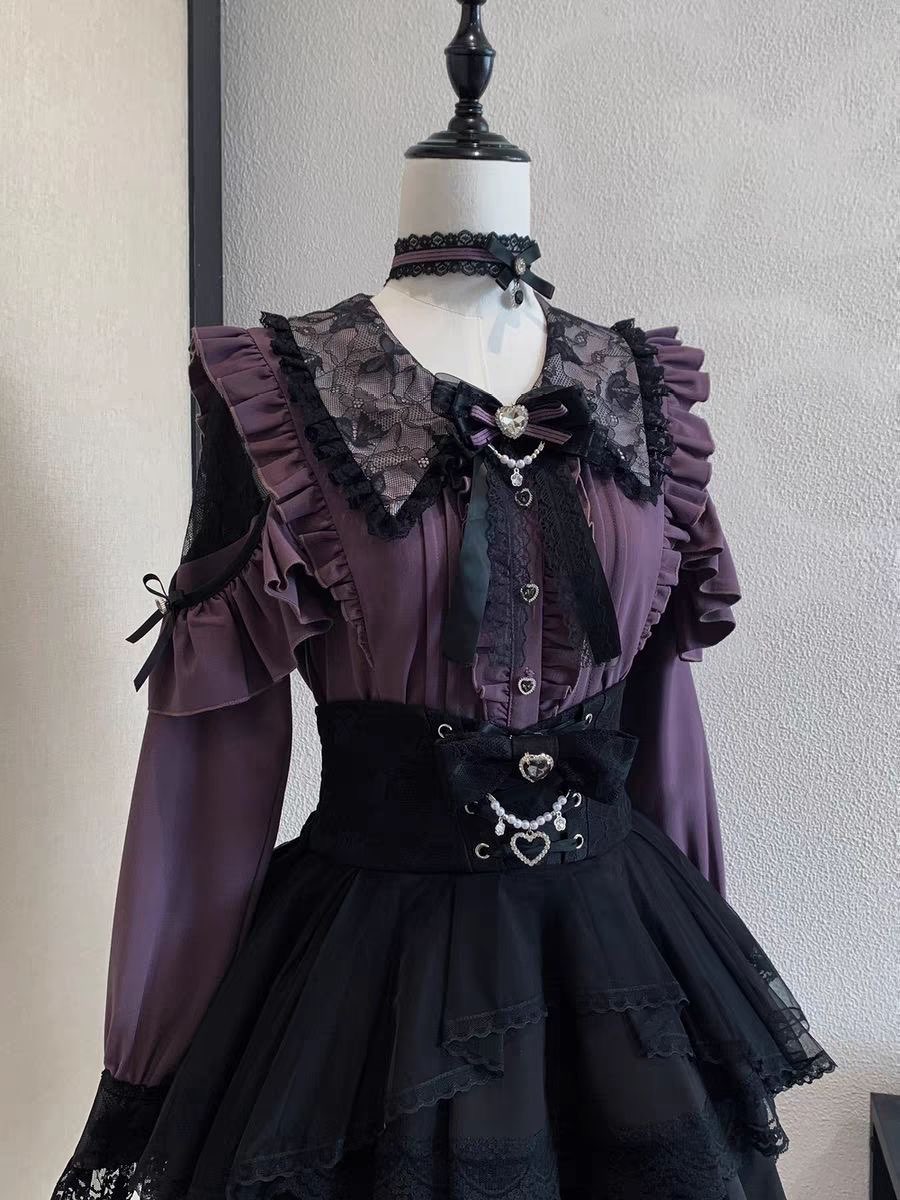 Harajuku Kawaii Skirt Sets Wom - огляд і ціна Off Shoulder Blouse