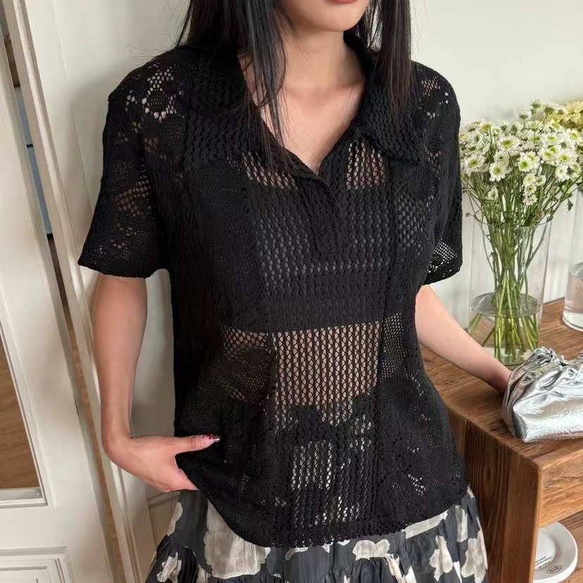 Retro  Collar Lace Shirt Women - огляд і ціна Summer Clothing Online