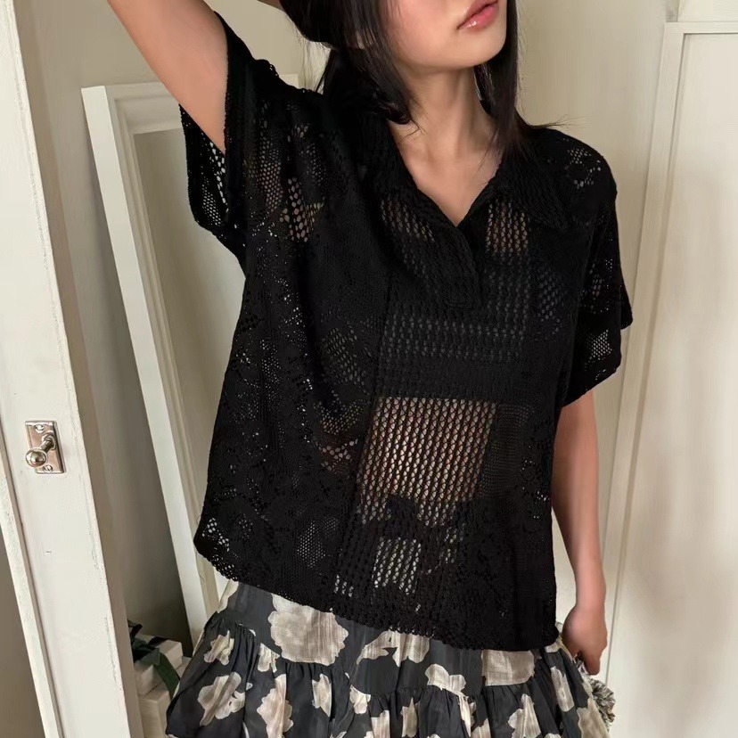 Retro  Collar Lace Shirt Women - огляд і ціна Summer Clothing Online