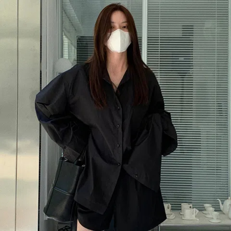 Spring Black Loose Shirt Tops  - огляд і ціна Summer Clothing Trends For Women