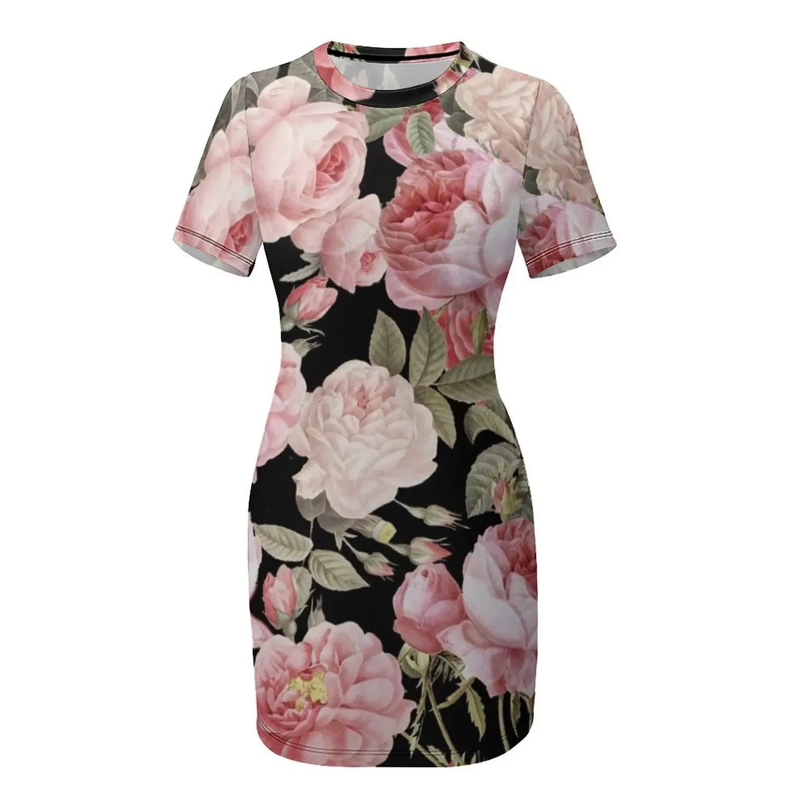 Pink Vintage Roses on Black Sh - огляд і ціна Summer Clothing Online