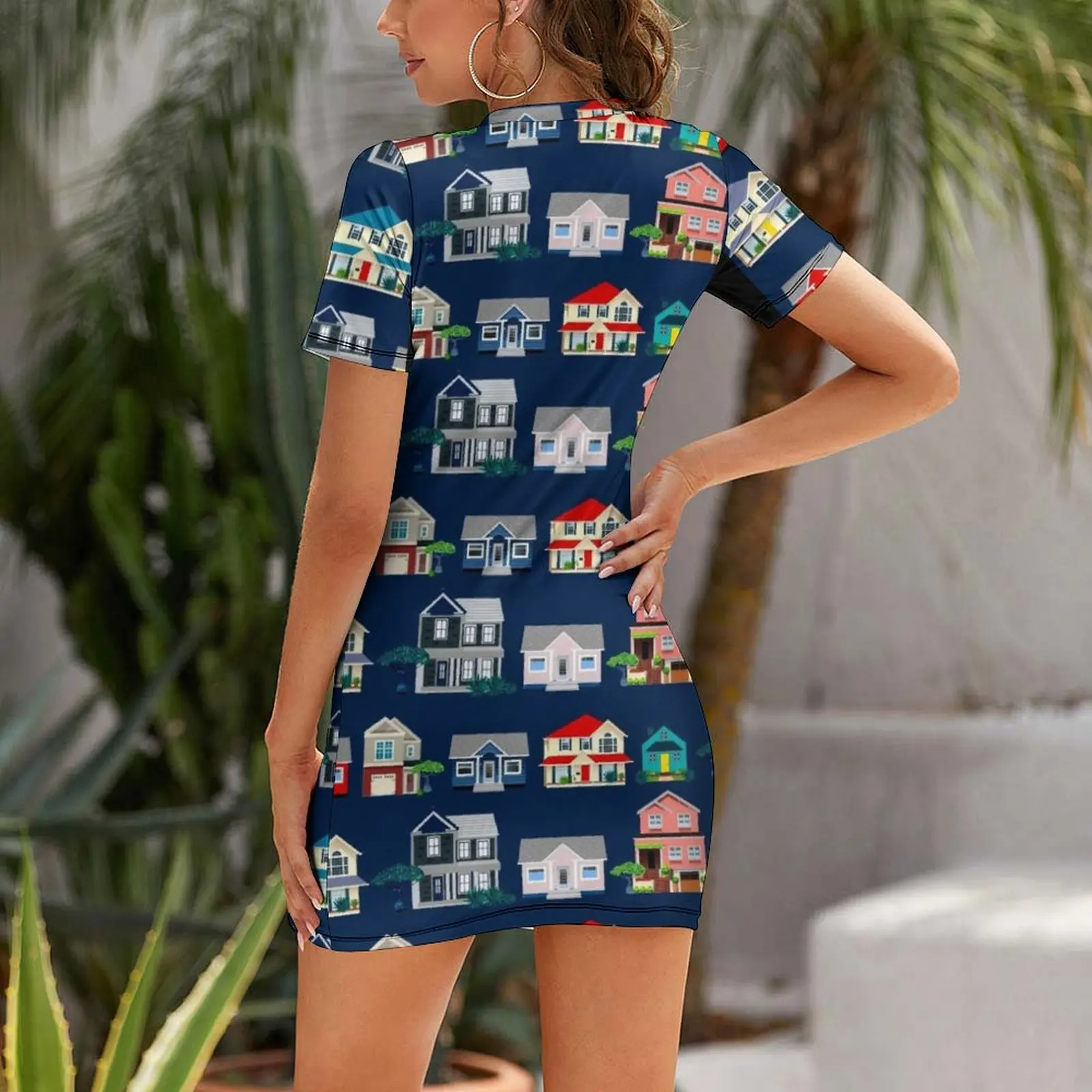 Houses on Street Short-Sleeved - огляд і ціна Summer Clothing Online