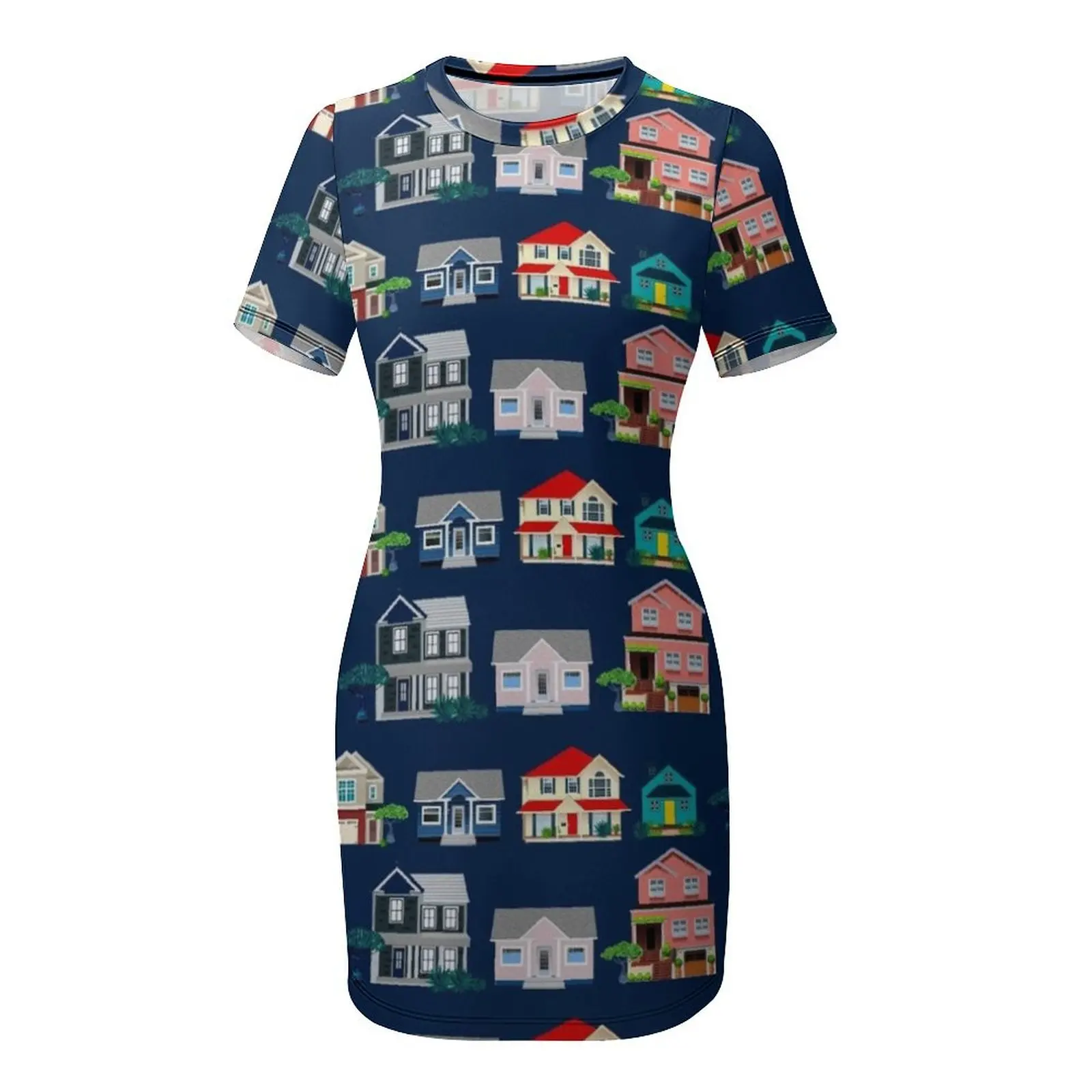 Houses on Street Short-Sleeved - огляд і ціна Summer Clothing Online