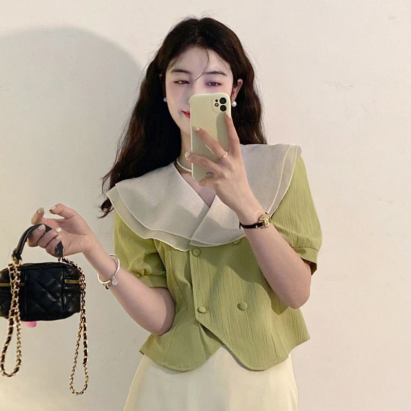 Contrast Patchwork Button Ruff - огляд і ціна Summer Clothing Trends For Women